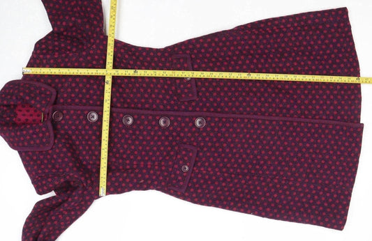Boden Women’s Red Polka Dot Wool Blend Mid-Length Coat Size 10
