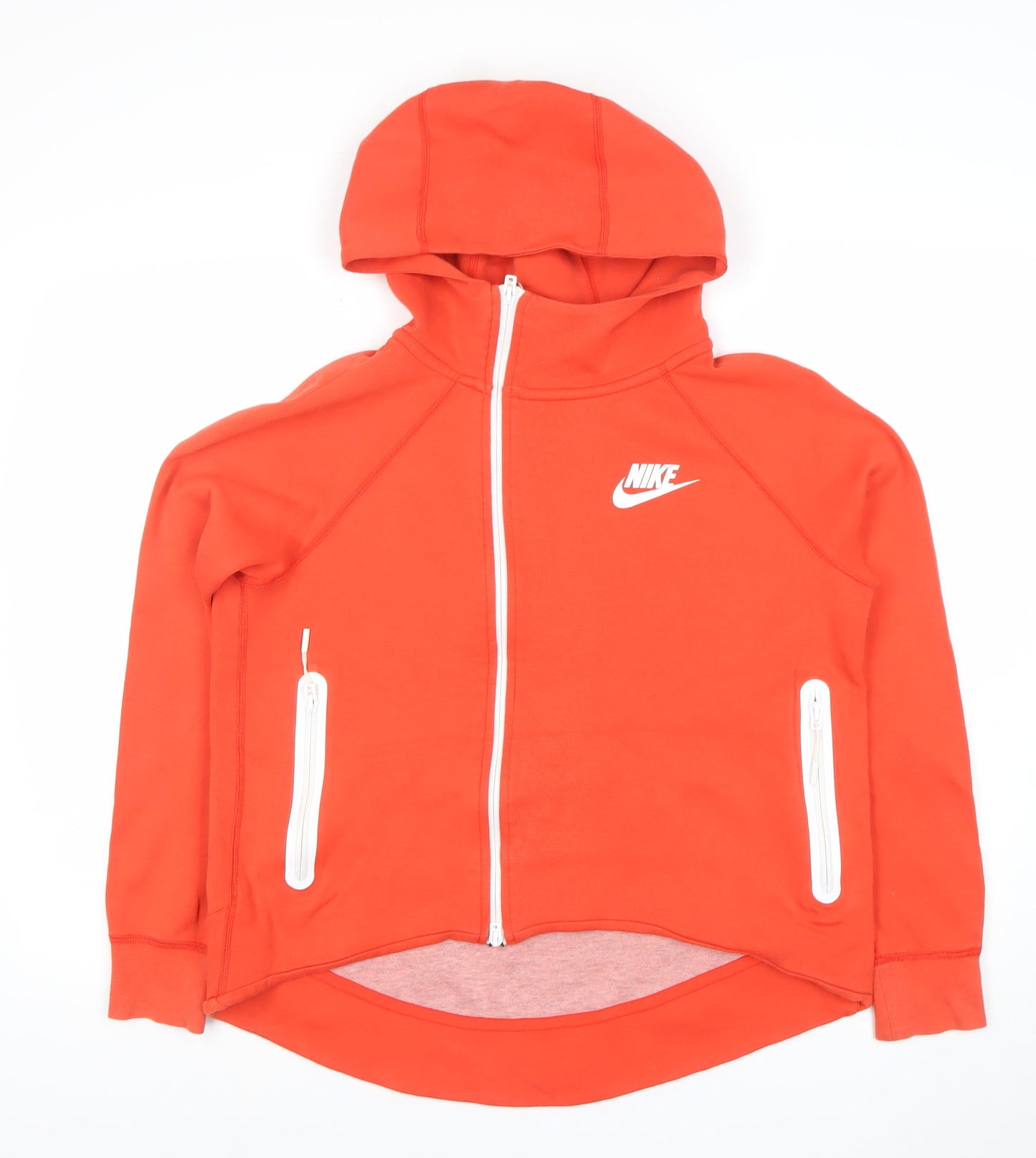Nike Womens Red Full Zip Hoodie Size L Raglan Sleeve Cotton Blend