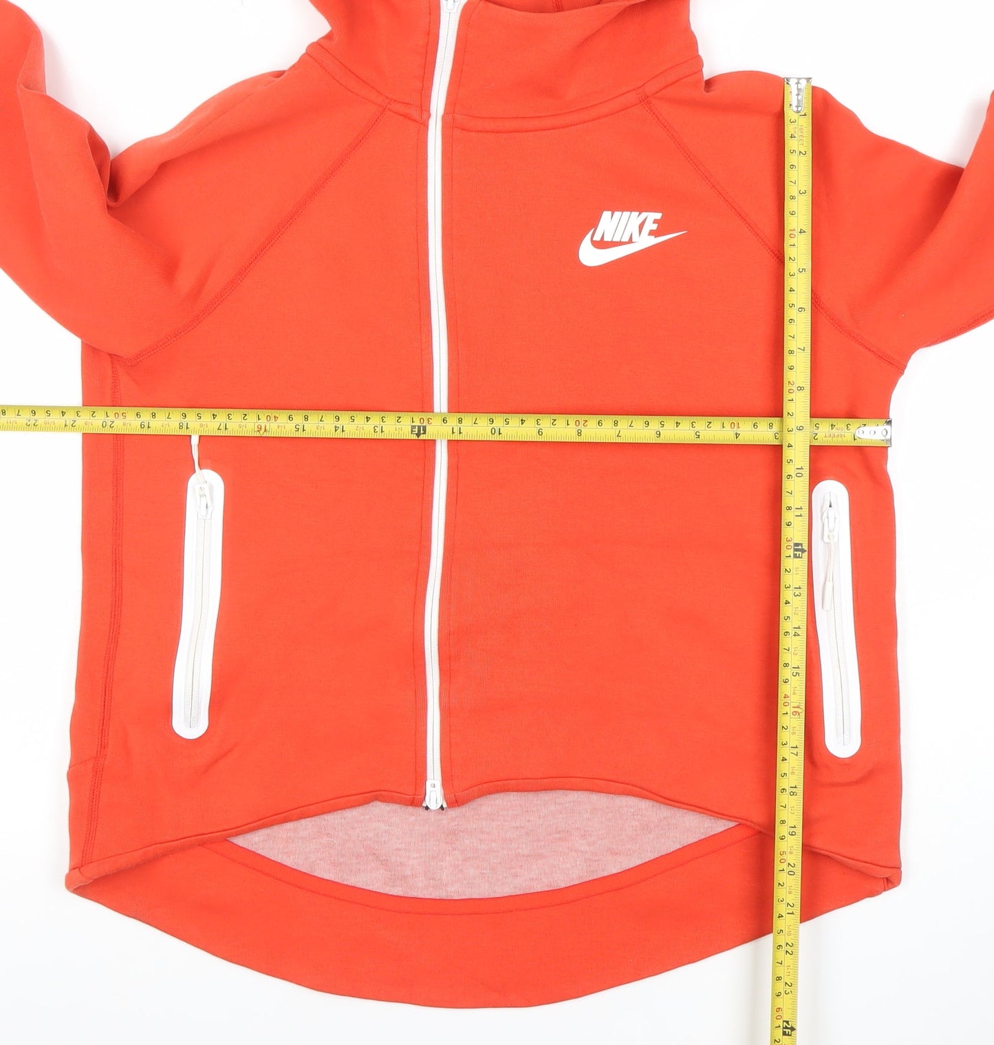 Nike Womens Red Full Zip Hoodie Size L Raglan Sleeve Cotton Blend