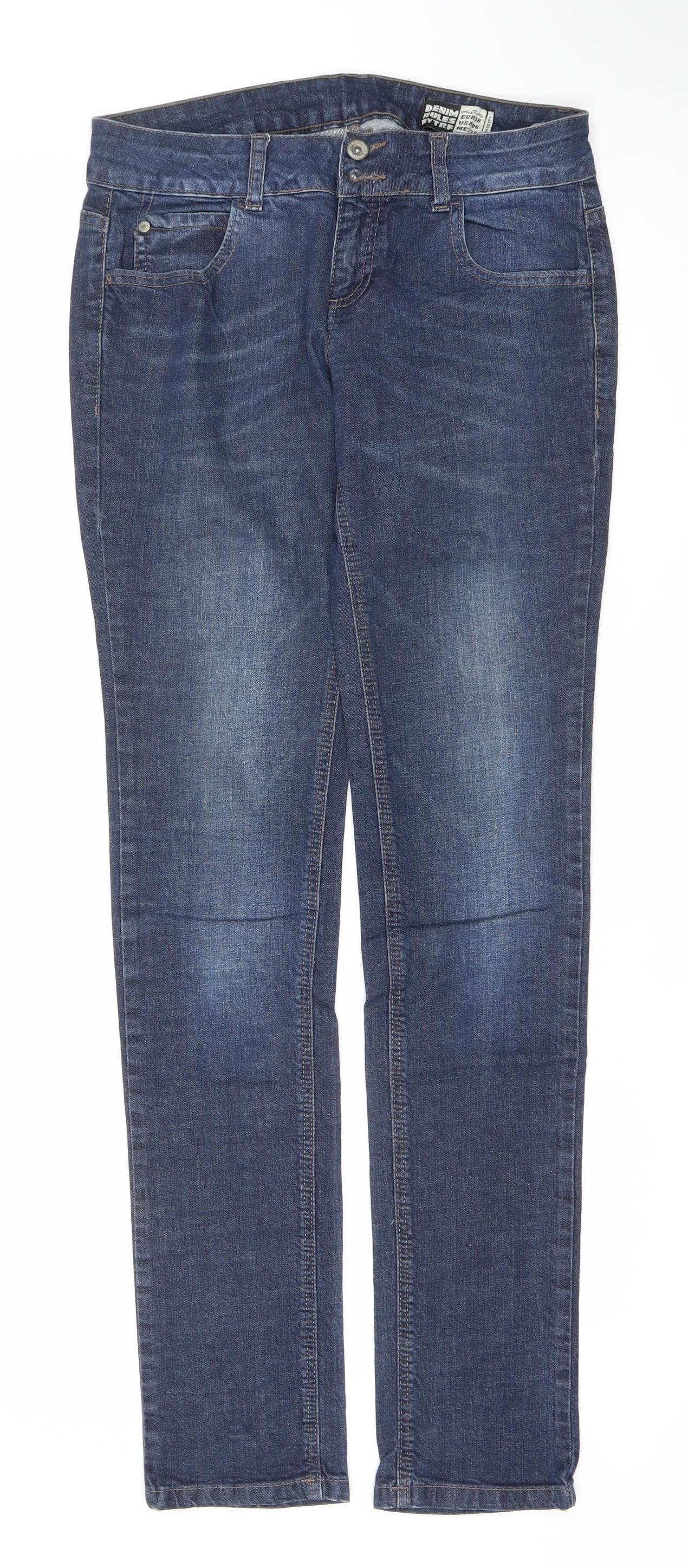 TRF Women's Blue Denim Straight Jeans Size 10 Slim Fit