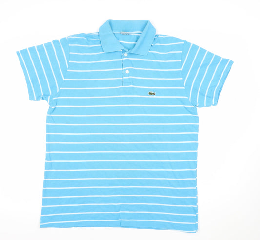 Lacoste Men's Blue Striped Cotton Short Sleeve Polo Shirt XL