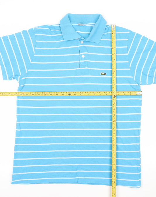 Lacoste Men's Blue Striped Cotton Short Sleeve Polo Shirt XL