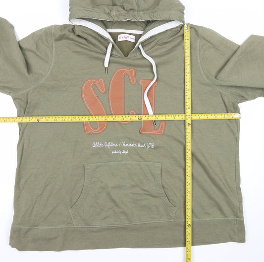 Sheego Women Khaki 26/28 Pullover Hoodie Cotton Blend Print