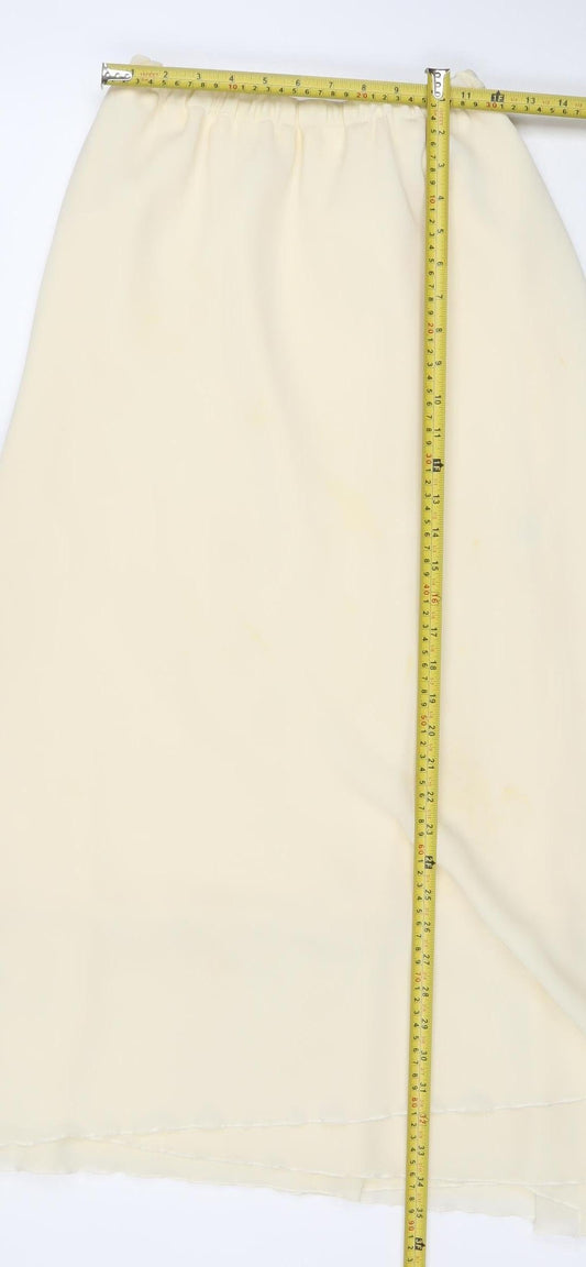 Max Pierre Women Ivory Midi Straight Skirt Size 16 Polyester