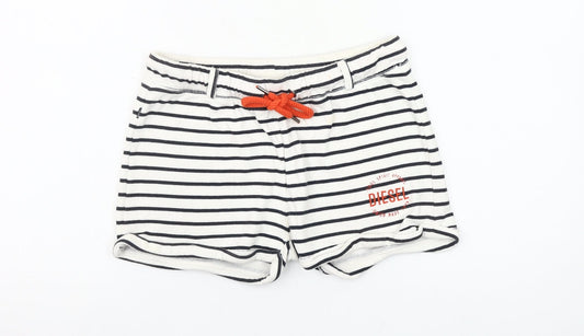 Diesel Womens White Black Striped Drawstring Shorts Size M Cotton Blend