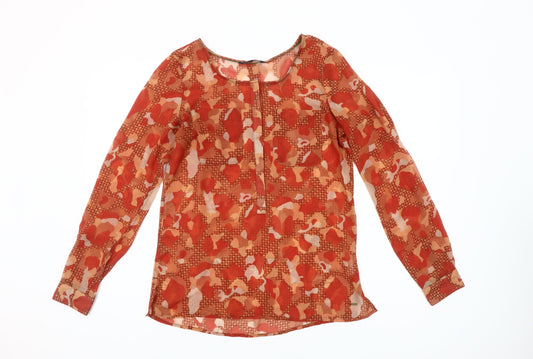 Tommy Hilfiger Women's Orange Geometric Chiffon Tunic Blouse XS