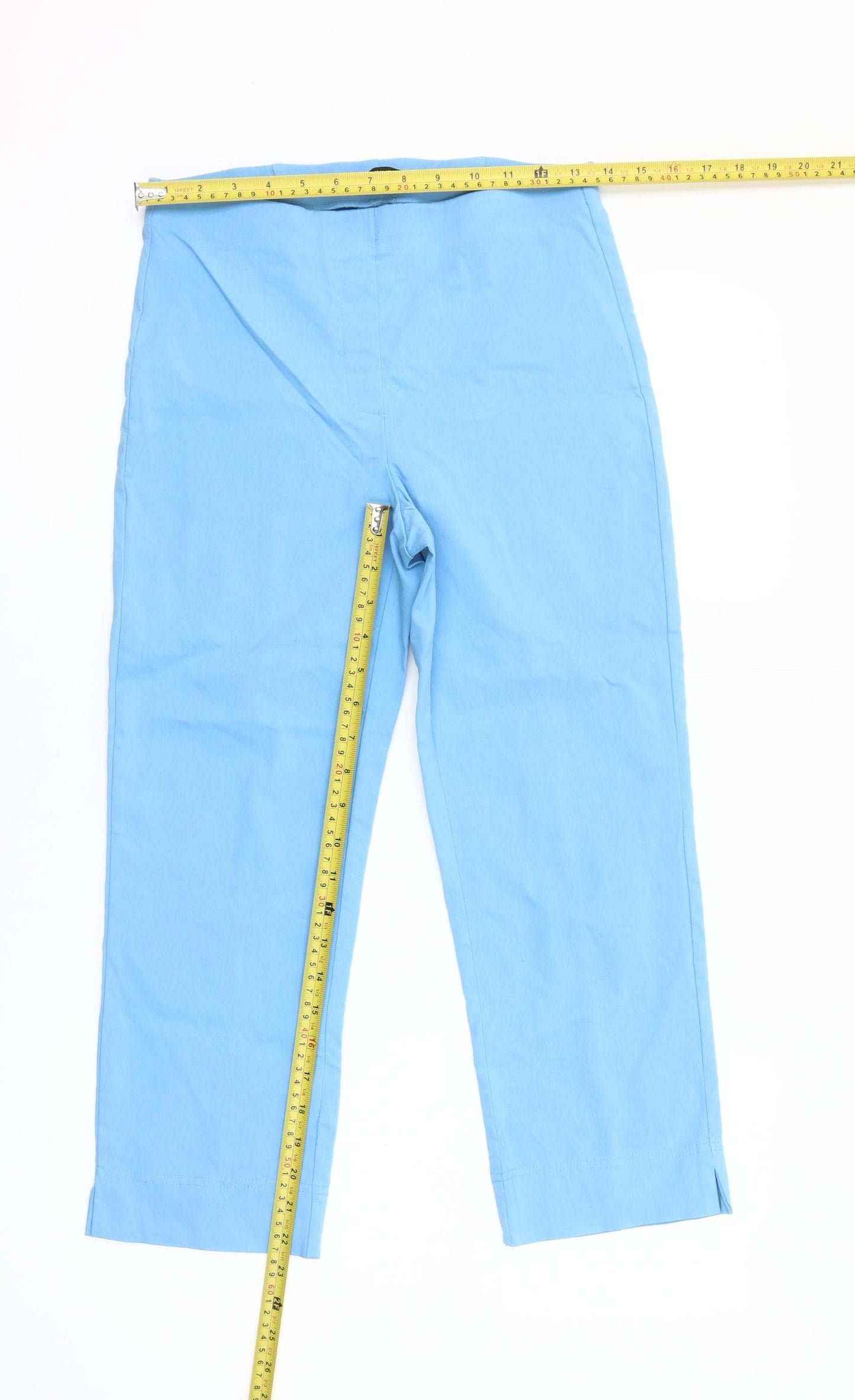 Dunnes Women Blue Cropped Trousers Small Viscose Blend