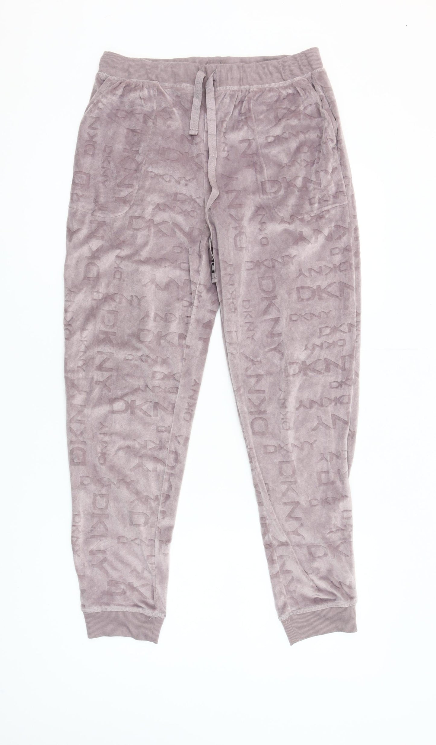 DKNY Women’s Purple Velour Logo Jogger Trousers Size S
