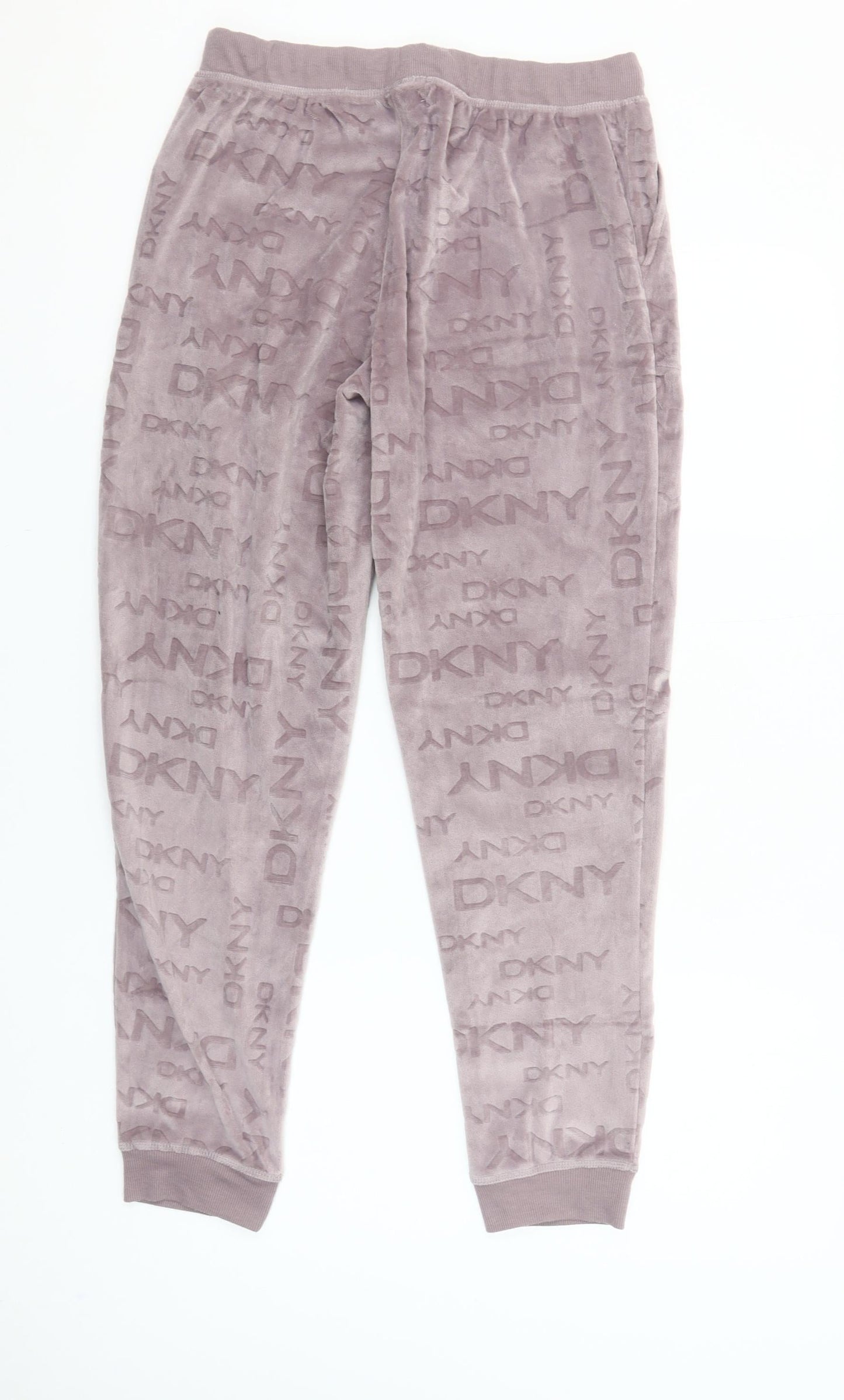 DKNY Women’s Purple Velour Logo Jogger Trousers Size S