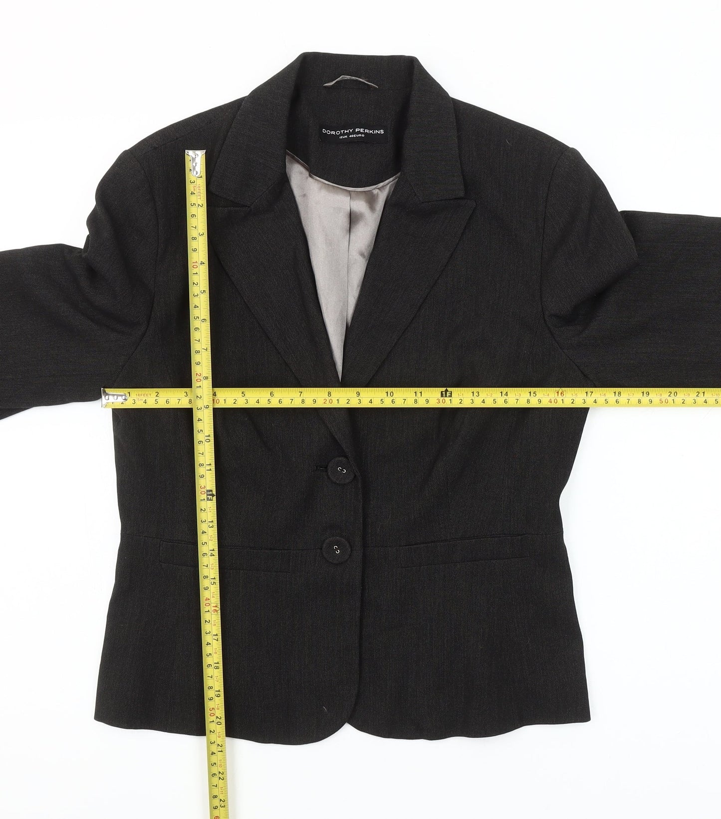 Dorothy Perkins Women Black Size 12 Tailored Two-Button Blazer