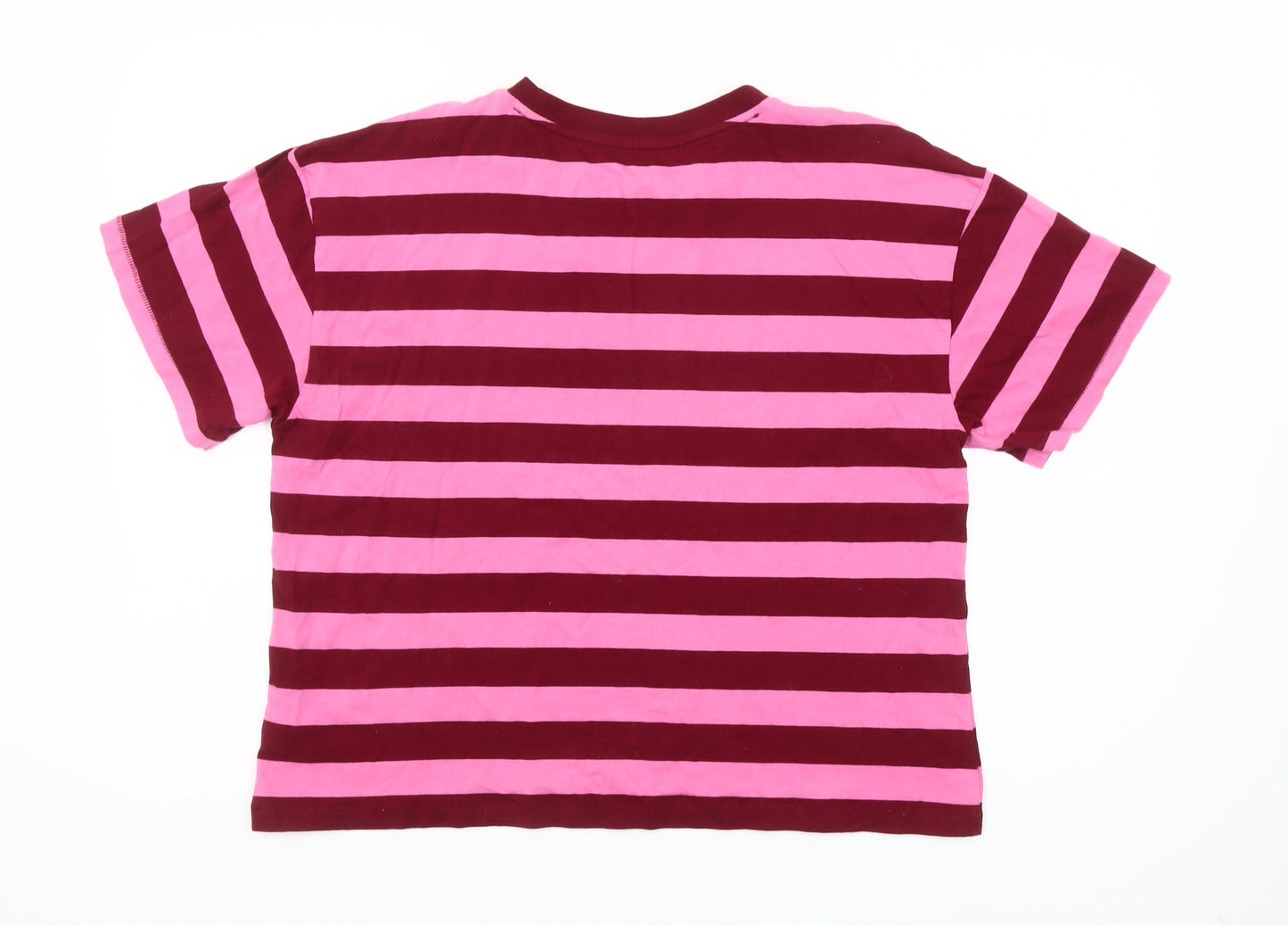 GAP Women’s Pink & Burgundy Striped Cotton T-Shirt Size M