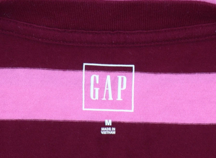 GAP Women’s Pink & Burgundy Striped Cotton T-Shirt Size M