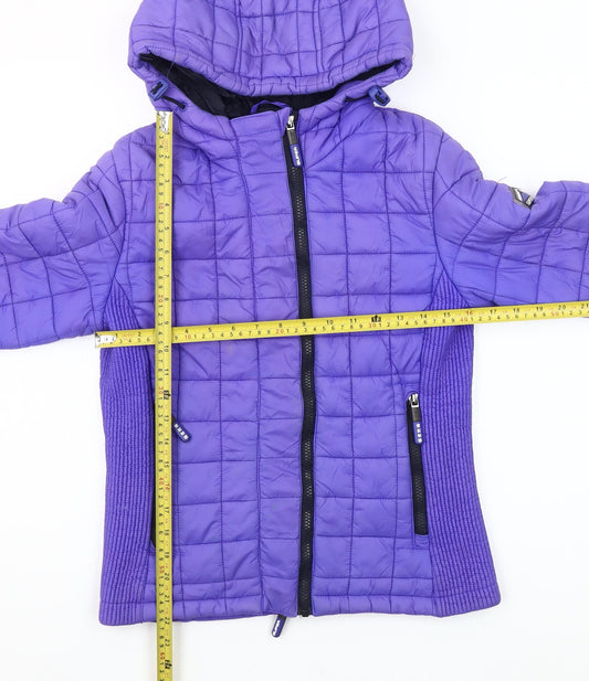 Superdry Women's Purple Quilted Hooded Puffer Jacket Size S