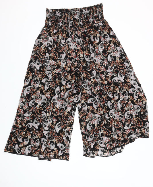 Refines Collezione Women's Multicoloured Paisley Cropped Wide-Leg Cotton Trousers S