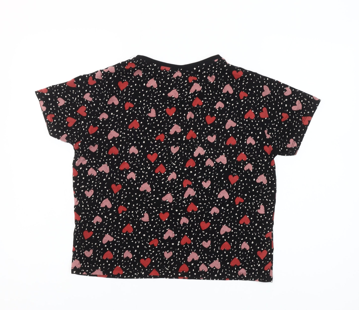 ASOS Women’s Black Heart Print Cotton Short Sleeve T-Shirt Size 10
