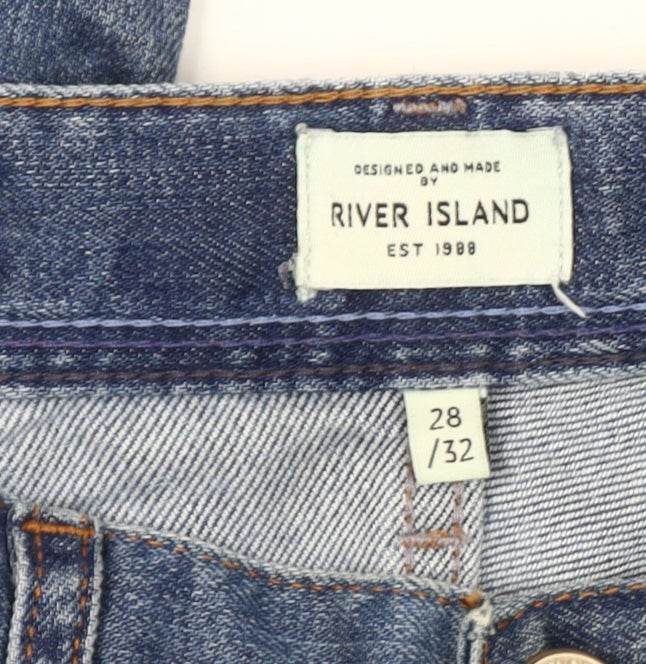 River Island Men's Blue Skinny Jeans Size 28W 32L Denim Stretch