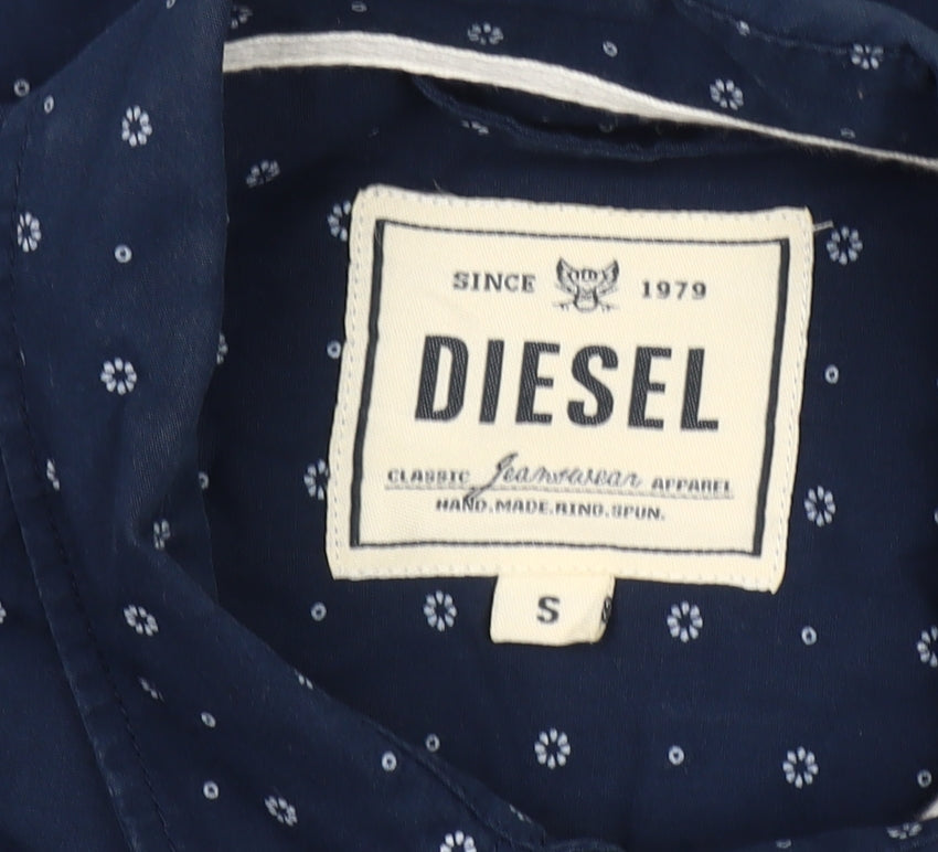 Diesel Men's Blue Short Sleeve Cotton Button-Up Casual Shirt S