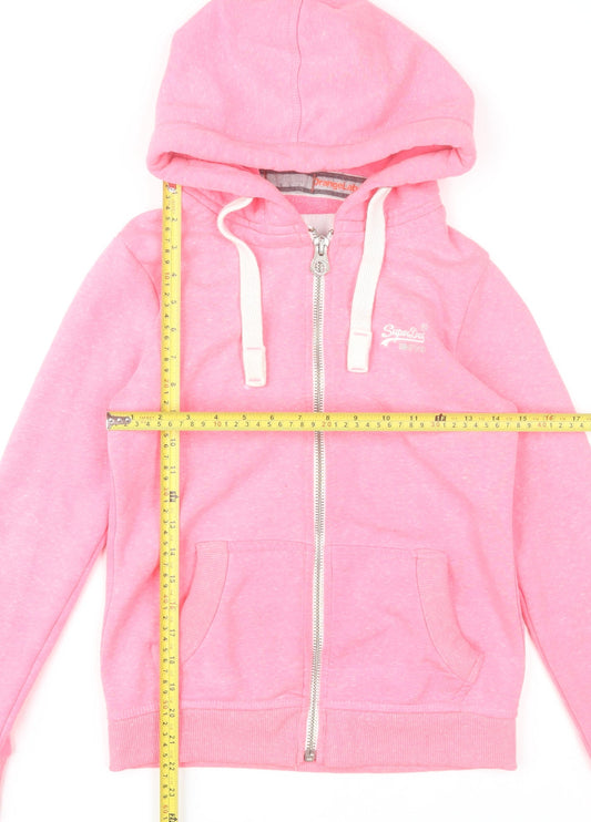 Superdry Orange Label Pink Full Zip Hoodie XS Women's Casual