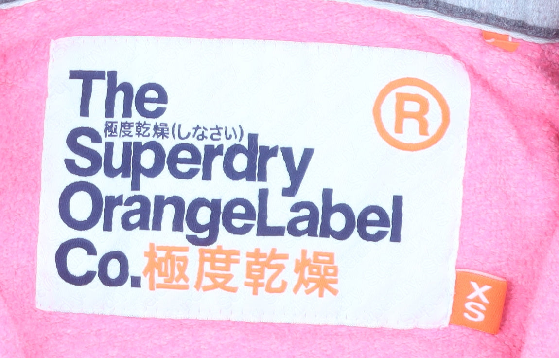 Superdry Orange Label Pink Full Zip Hoodie XS Women's Casual
