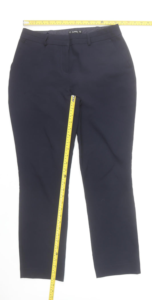 Dunnes Stores Women's Blue Regular Fit Straight Trousers Size 10