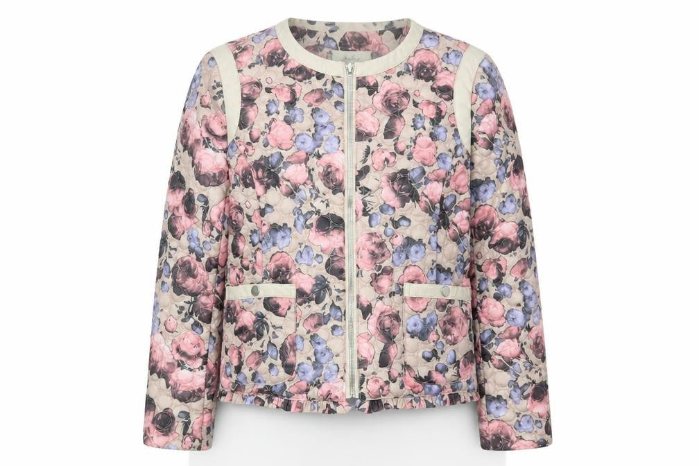 Softy Womens Multicoloured Floral Quilted Jacket XL Zip Pockets Casual