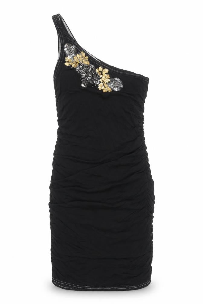 New Look Women’s Black One Shoulder Beaded Bodycon Dress Size 10