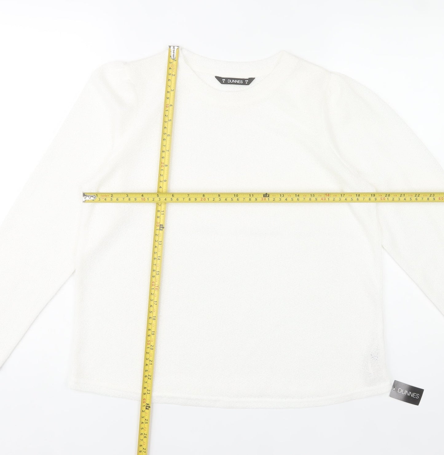 Dunnes Womens White Long Sleeve Basic Knit Top Size 14