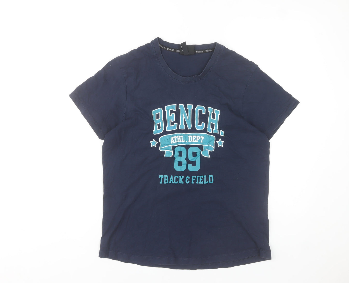 Bench Womens Blue Short Sleeve Sports Graphic T-Shirt Size 16