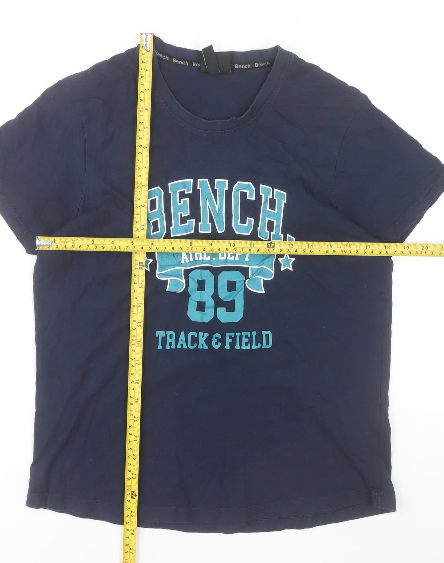 Bench Womens Blue Short Sleeve Sports Graphic T-Shirt Size 16