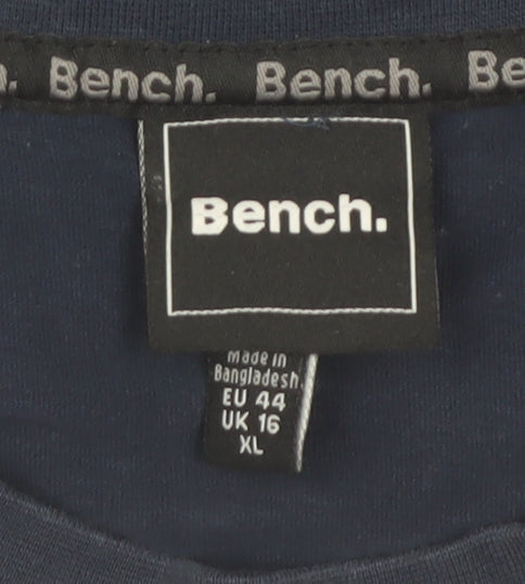 Bench Womens Blue Short Sleeve Sports Graphic T-Shirt Size 16