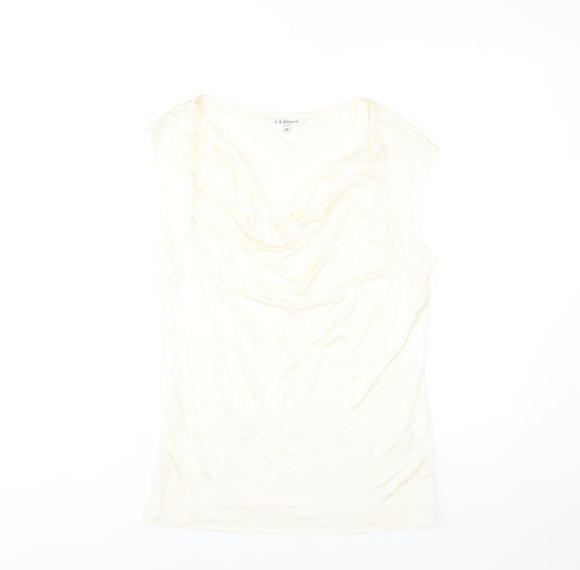 L.K. Bennett Women's Ivory Viscose Cowl Neck Sleeveless Blouse M