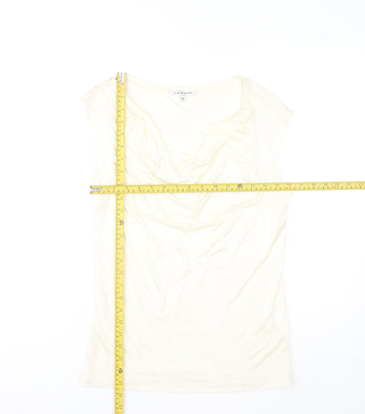 L.K. Bennett Women's Ivory Viscose Cowl Neck Sleeveless Blouse M