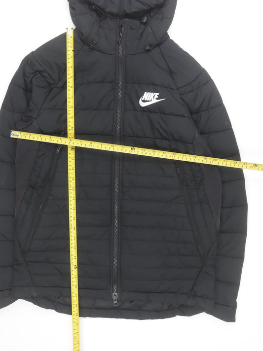 Nike Men's Black M Hooded Puffer Jacket with Zip Pockets