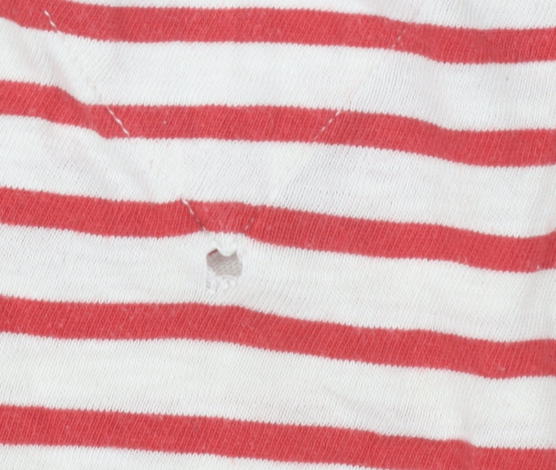 Tommy Jeans Men's Red White Striped Cotton Crew Neck T-Shirt L