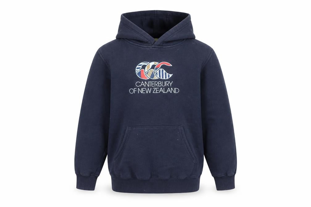Canterbury Boys Blue Pullover Hoodie Age 10 Cotton Fleece Sports Sweatshirt