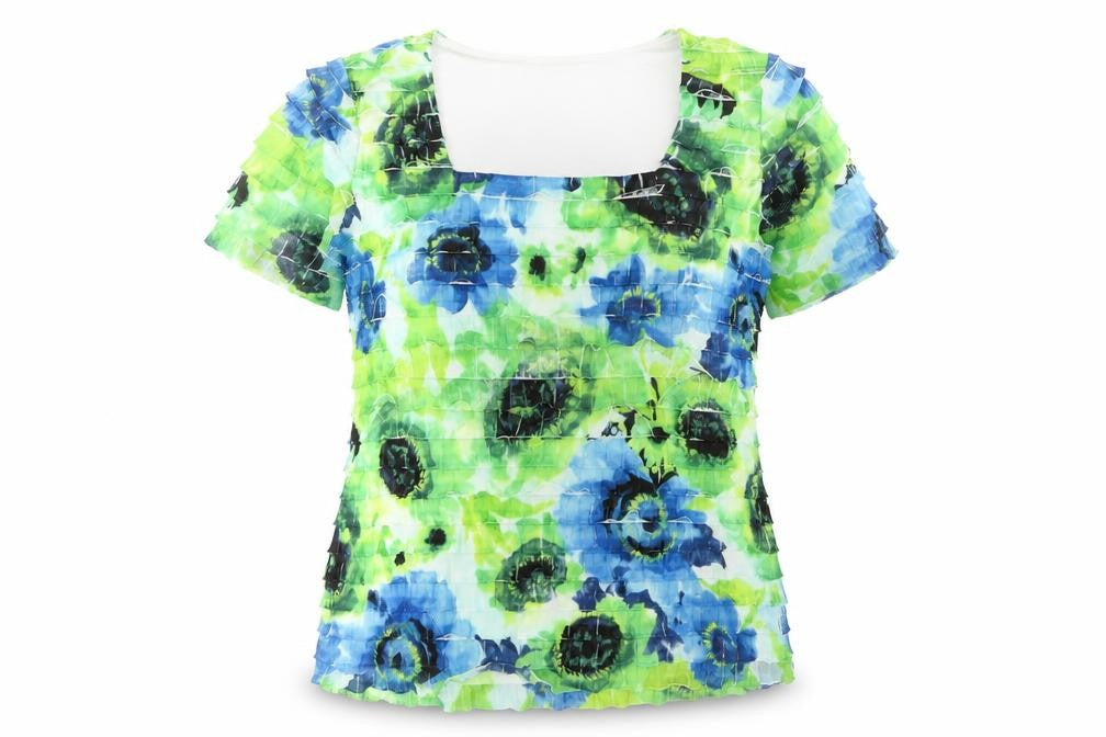 Gerard Womens Multicoloured Floral Blouse Size 14 Short Sleeve Stretch Top
