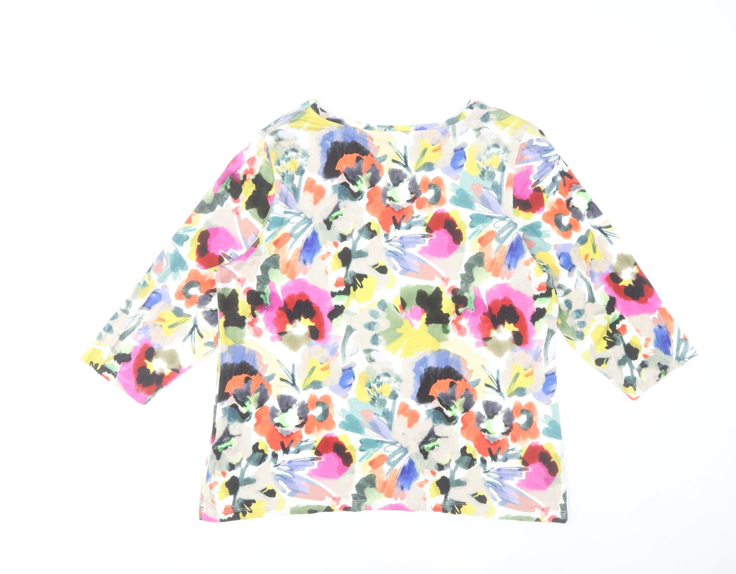 Bicalla Women's Multicoloured Floral Jersey 3/4 Sleeve Blouse L