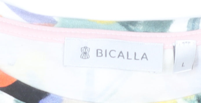 Bicalla Women's Multicoloured Floral Jersey 3/4 Sleeve Blouse L