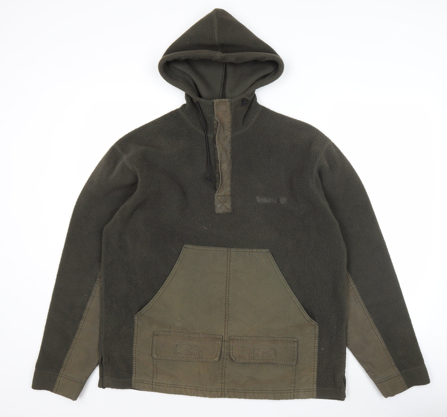 Timberland Mens Green Fleece Pullover Hoodie L Outdoor Warm