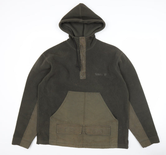 Timberland Mens Green Fleece Pullover Hoodie L Outdoor Warm