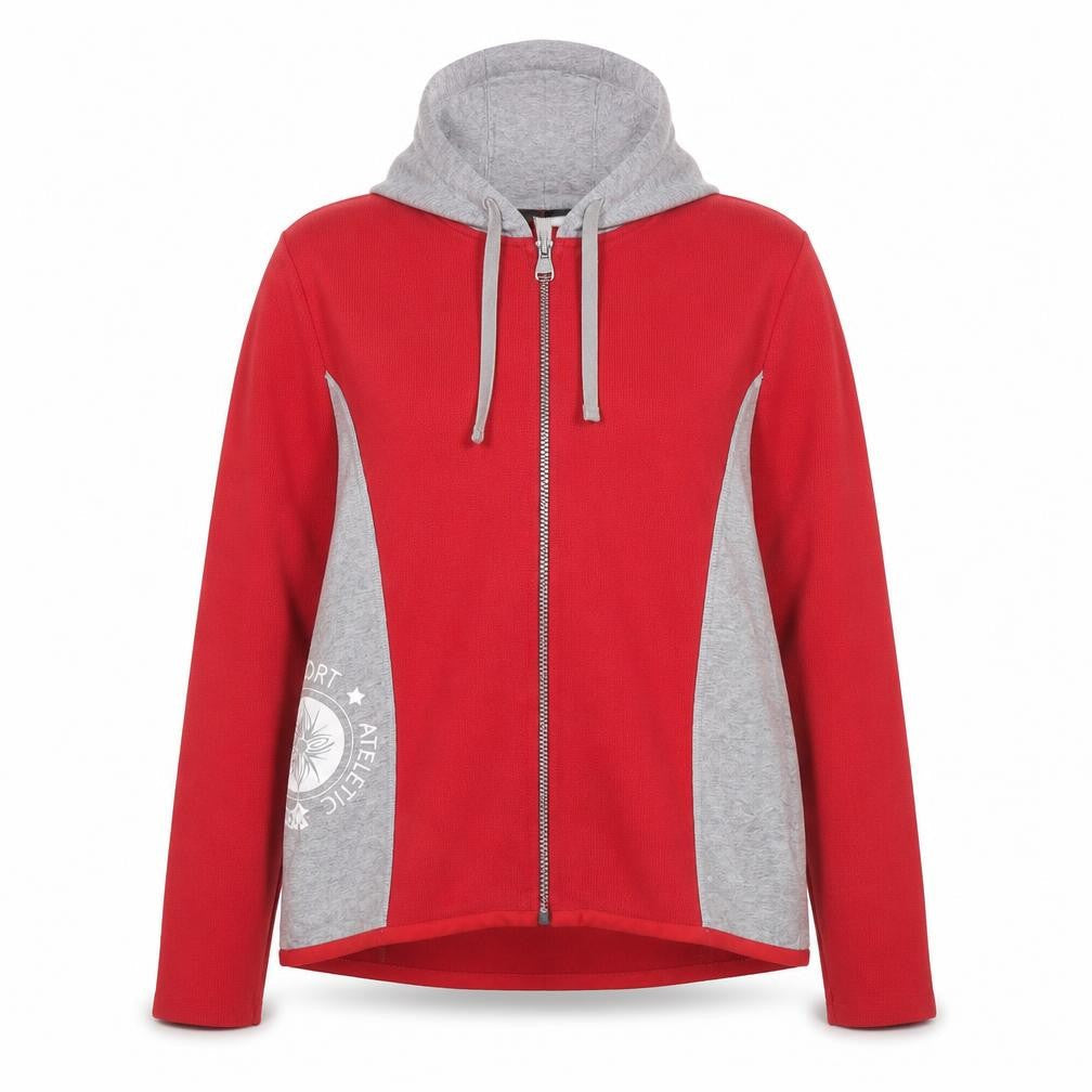 GreenHouse Women Red Grey Full Zip Hoodie Size L 100% Cotton