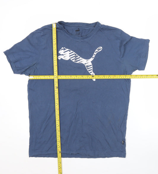 Puma Men's Blue Short Sleeve Crew Neck Graphic T-Shirt Size S