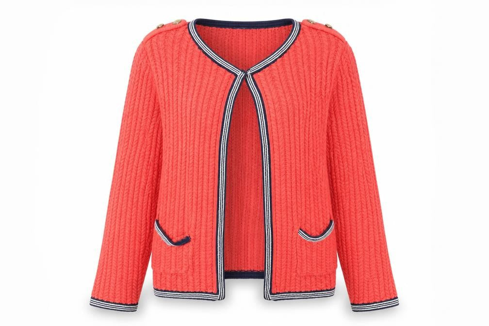 Next Women Orange Cable Knit V-Neck Cardigan Size 10