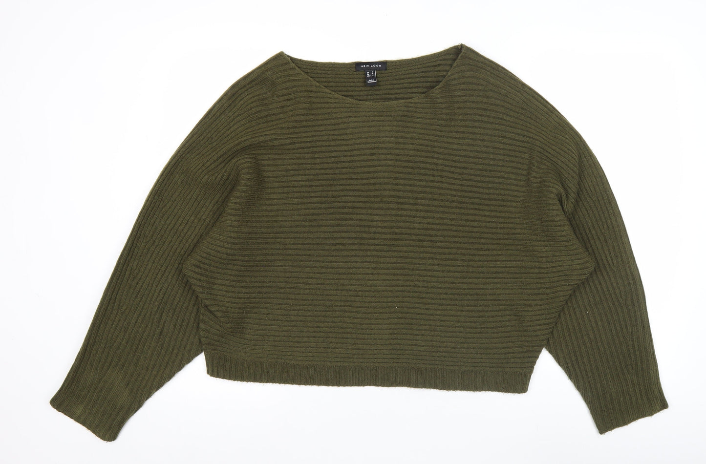 New Look Women’s Green Ribbed Knit Pullover Jumper Size L