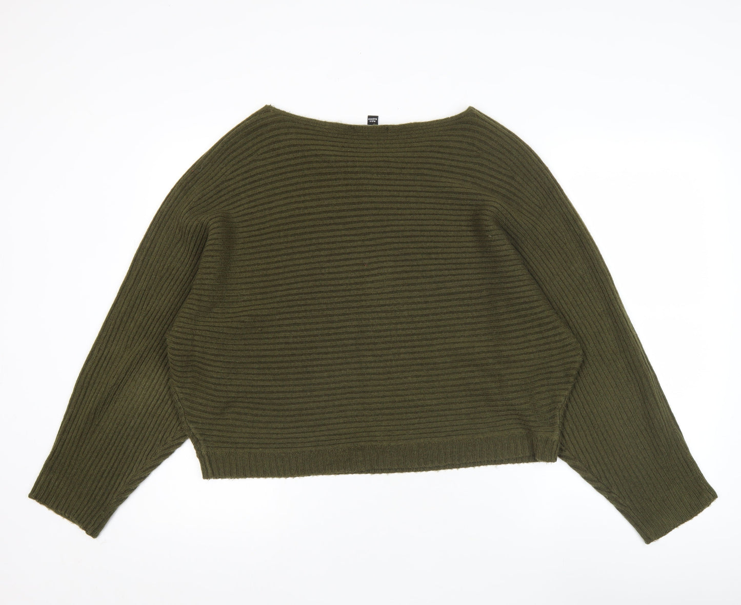 New Look Women’s Green Ribbed Knit Pullover Jumper Size L