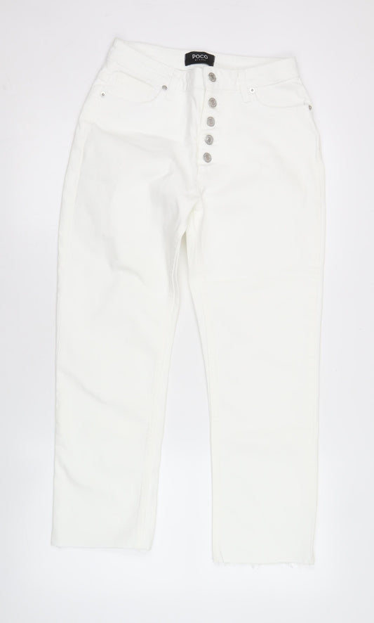 POCO by Pippa Womens White 10S Cropped Straight Leg Jeans