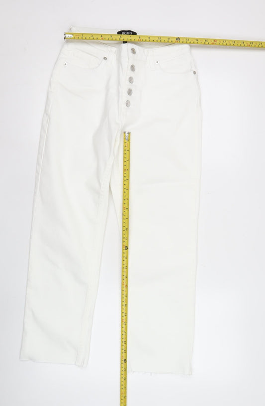 POCO by Pippa Womens White 10S Cropped Straight Leg Jeans