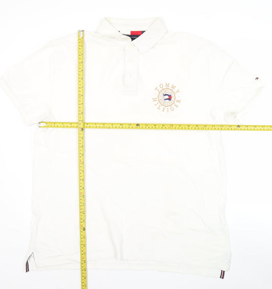 Tommy Hilfiger Men's White Regular Fit Polo Shirt XL Cotton