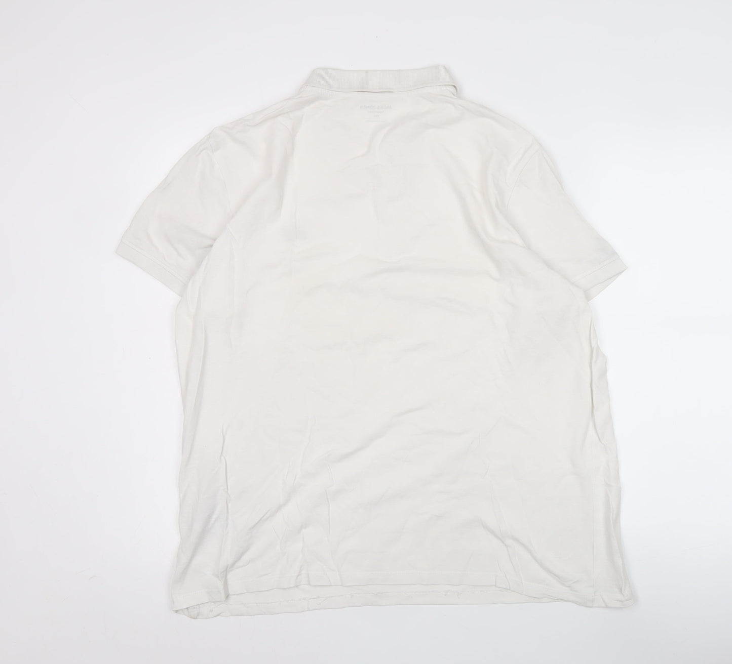 Jack & Jones Men’s White 2XL Short Sleeve Cotton Polo Shirt