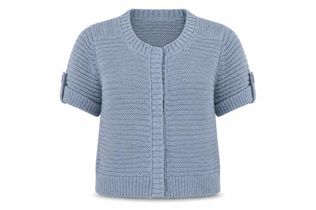 Marc O'Polo Women Blue Short Sleeve Knit Cardigan Size M Cotton Blend